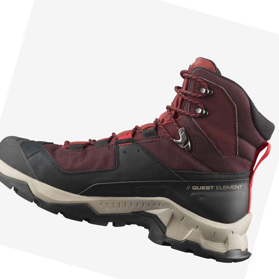 Tenis Senderismo Salomon QUEST ELEMENT GORE-TEX Hombre Grises Rojos | MX 3548AHK